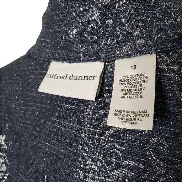 Alfred Dunner NWT Size 18 Jacket Shimmer Paisley Embroidered Button Silver Blue - Picture 7 of 8